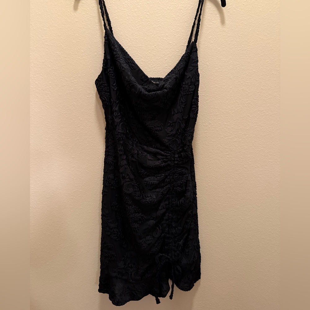 black velvet floral mini dress